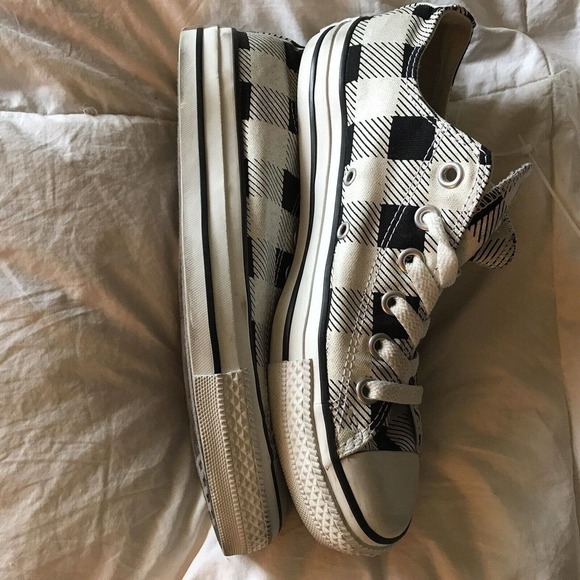 Converse Black and White Glitter Checks Low Top Sz8 Ladies All Stars Pre-Owned - Picture 8 of 11